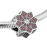 925 Silver Poinsettia Red & Clear CZ Charms