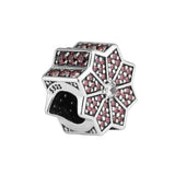 925 Silver Poinsettia Red & Clear CZ Charms