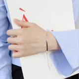 925 Silver Geometric Strip Chain Bracelet Women
