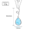 925 Sterling Silver Larimar Pendant Necklace Rhodium Plated