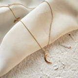 925 Silver Moon Pendant Necklace Crescent Choker Gift