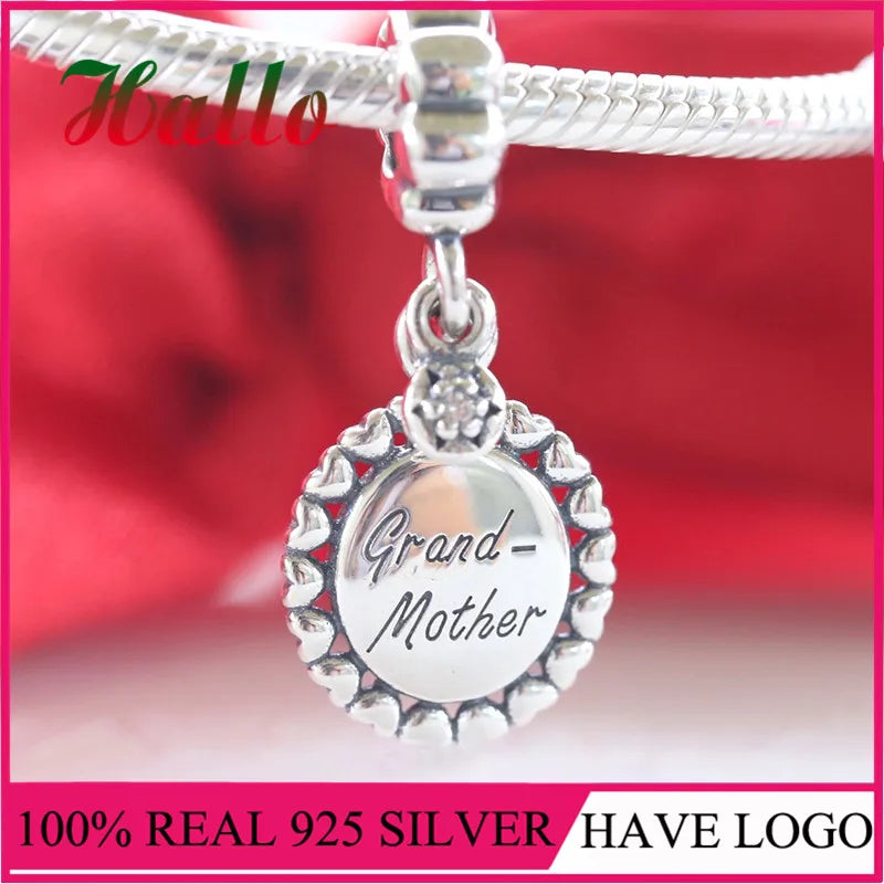 925 Silver Grandmother Dangle Charm for Bracelets Breloque Prata Pendant