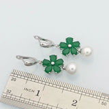 925 Silver Green Emerald Pearls Jewelry Set for Women