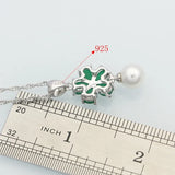 925 Silver Green Emerald Pearls Jewelry Set for Women