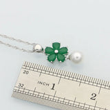 925 Silver Green Emerald Pearls Jewelry Set for Women
