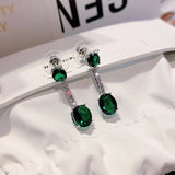925 Silver Green Diamond Earrings for Women Girls