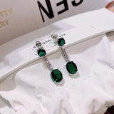925 Silver Green Diamond Earrings for Women Girls