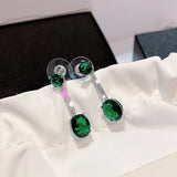 925 Silver Green Diamond Earrings for Women Girls