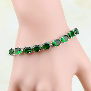 925 Sterling Silver Green Zircon CZ Bracelet for Women