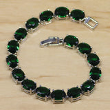 925 Sterling Silver Green Zircon CZ Bracelet for Women