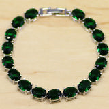 925 Sterling Silver Green Zircon CZ Bracelet for Women