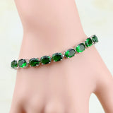925 Sterling Silver Green Zircon CZ Bracelet for Women