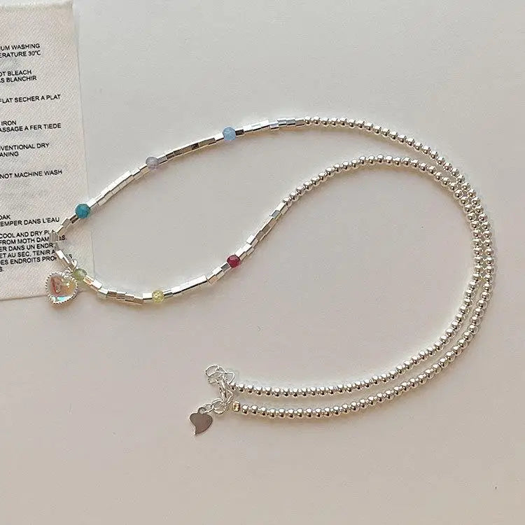 925 Silver Heart Moonstone Pendant Necklace Women Choker Necklaces