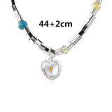 925 Silver Heart Moonstone Pendant Necklace Women Choker Necklaces