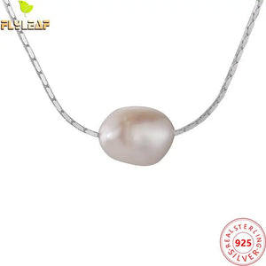 925 Silver Irregular Freshwater Pearls Choker Necklace Snake Bone Chain