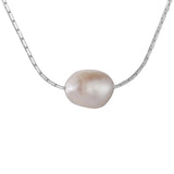 925 Silver Irregular Freshwater Pearls Choker Necklace Snake Bone Chain