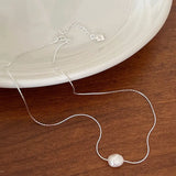 925 Silver Irregular Freshwater Pearls Choker Necklace Snake Bone Chain