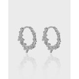 925 Silver Irregular Texture Hoop Earrings 18k Plating