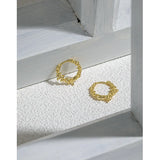 925 Silver Irregular Texture Hoop Earrings 18k Plating
