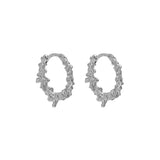 925 Silver Irregular Texture Hoop Earrings 18k Plating