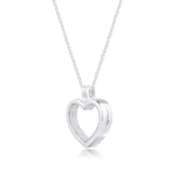 925 Sterling Silver Large Floating Locket Heart Pendant Necklace