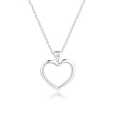 925 Sterling Silver Large Floating Locket Heart Pendant Necklace