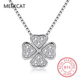 925 Silver Love Clover Necklace Rhinestone Choker Maxi Women Collar
