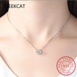 925 Silver Love Clover Necklace Rhinestone Choker Maxi Women Collar