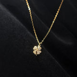925 Silver Love Clover Necklace Rhinestone Choker
