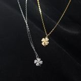 925 Silver Love Clover Necklace Rhinestone Choker