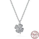 925 Silver Love Clover Necklace Rhinestone Choker