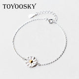 925 Silver Lucky Daisy Flower Bracelet for Women