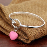 925 Sterling Silver Mermaid Pink Love Pendant Bracelet