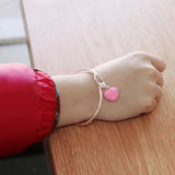 925 Sterling Silver Mermaid Pink Love Pendant Bracelet