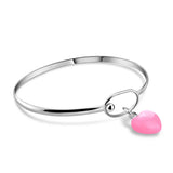 925 Sterling Silver Mermaid Pink Love Pendant Bracelet