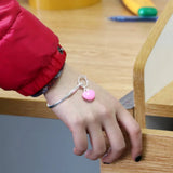 925 Sterling Silver Mermaid Pink Love Pendant Bracelet