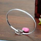 925 Sterling Silver Mermaid Pink Love Pendant Bracelet