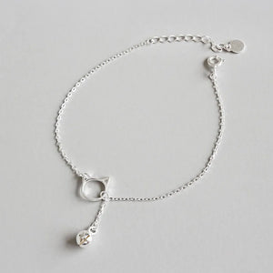 925 Silver Kitty Cat Bell Necklace for Women