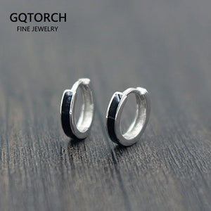 925 Silver Minimalist Gel Circle Hoop Earrings for Men