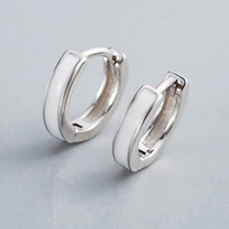 925 Silver Minimalist Gel Circle Hoop Earrings for Men