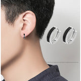 925 Silver Minimalist Gel Circle Hoop Earrings for Men
