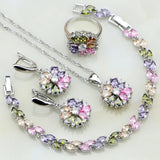 925 Silver Multicolor Cubic Zirconia Jewelry Set for Women