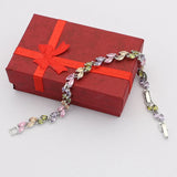 925 Silver Multicolor Zircon Crystal Charm Bracelet for Women