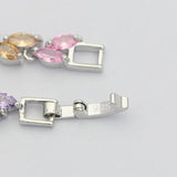 925 Silver Multicolor Zircon Crystal Bracelet For Women