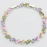 925 Silver Multicolor Zircon Crystal Bracelet For Women