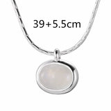 925 Silver Chalcedony Pendant Necklace Platinum Plated Women Femme Jewelry