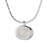 925 Silver Chalcedony Pendant Necklace Platinum Plated Women Femme Jewelry