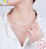 Sterling Silver Freshwater Pearls Bell Choker Necklace 18k Plated