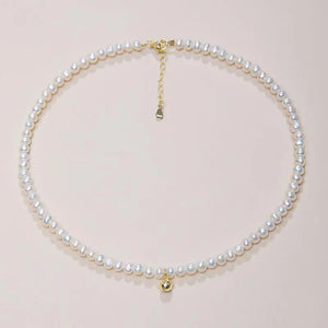 Sterling Silver Freshwater Pearls Bell Choker Necklace 18k Plated