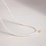 Sterling Silver Freshwater Pearls Bell Choker Necklace 18k Plated